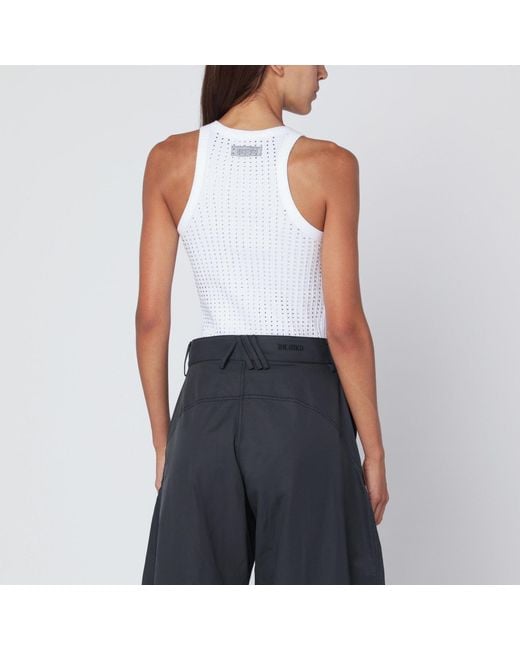 The Attico Blue Tank Top With Rhinestones