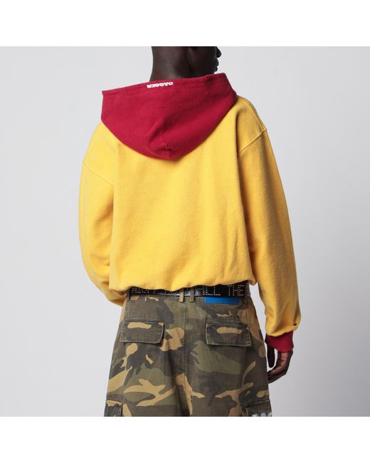 DAGGER Yellow Hooded Terry Cloth Sweatshirt for men