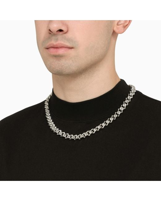 Emanuele Bicocchi Metallic Silver 925 Chain Necklace With Arabesques for men
