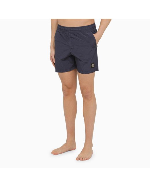 Stone Island Blue Aviation Coloured Swim Shorts With Logo for men