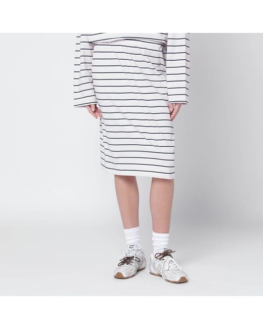 ROTATE BIRGER CHRISTENSEN White Lilac Striped Pencil Skirt