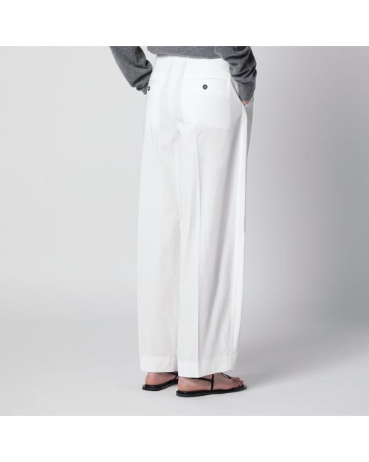 Totême White Single-Pleat Organic Cotton Trousers