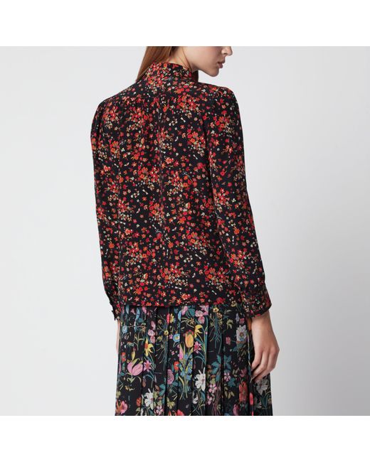 Gucci Black Printed Silk Shirt With Bow