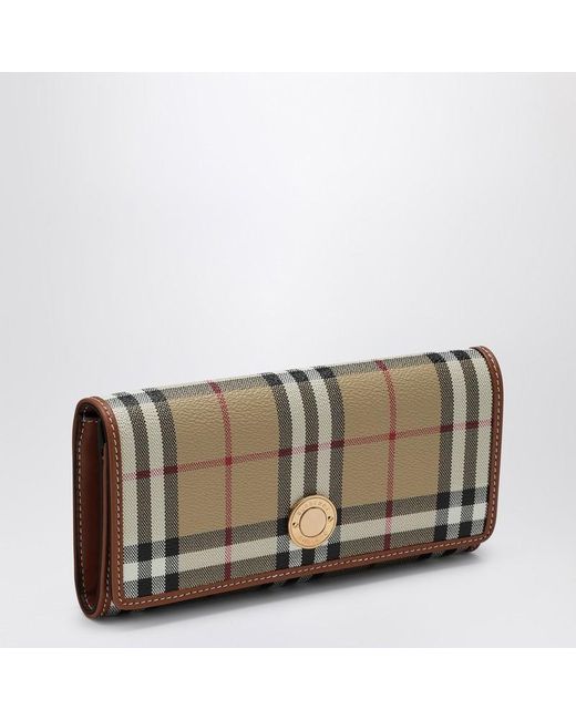 Portafoglio continental beige motivo check di Burberry in Natural