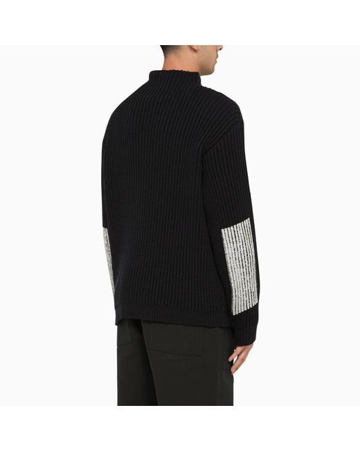 Stone Island Black Virgin Wool Ribbed-knit Jumper for men