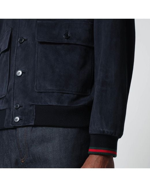 Gucci Blue Leather Jacket for men