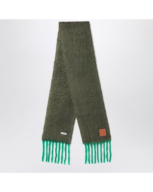 Loewe Green Khaki/ Mohair And Wool Scarf for men