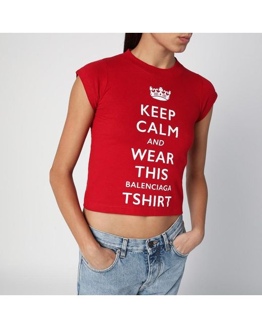 Balenciaga Red Cropped T-shirt Keep Calm