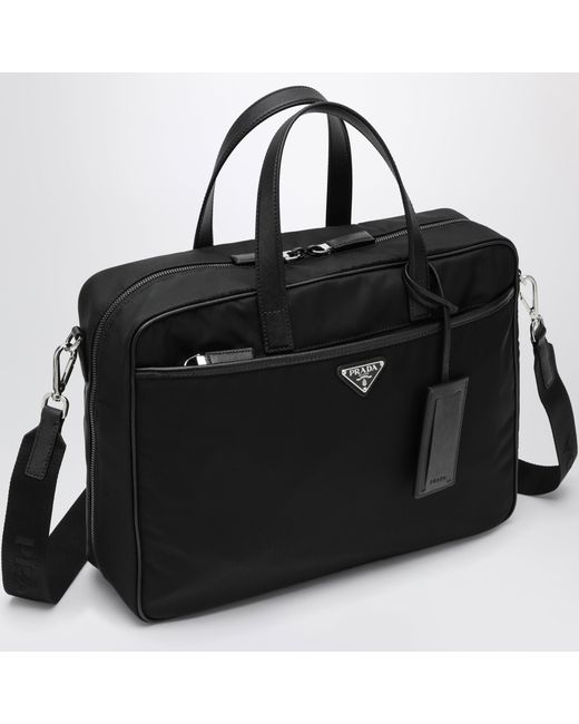 Prada Black Re-Nylon And Saffiano Work Bag for men
