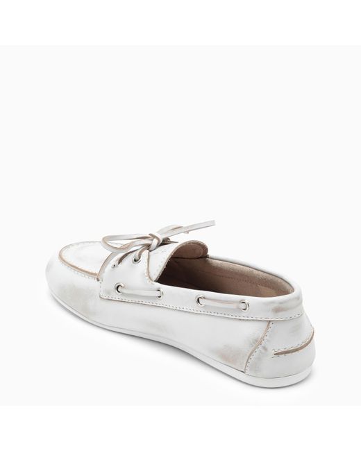 Miu Miu White Vintage-effect Leather Loafer