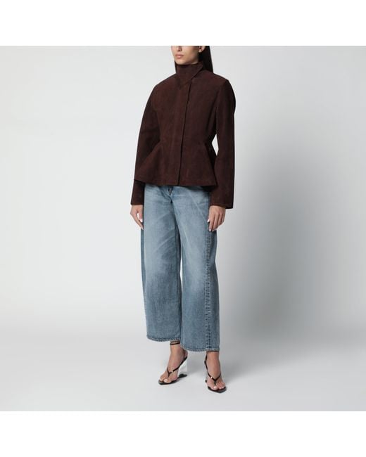 Alaïa Red Peplum Suede Jacket