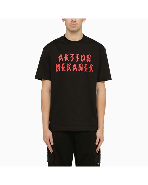 44 Label Group Black Aktion Mekanik Crew-neck T-shirt for men