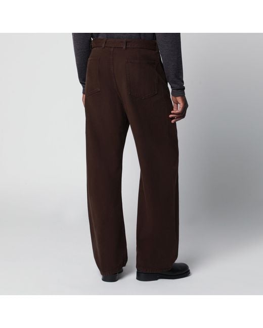 Lemaire Brown Cotton Trousers With Belt for men