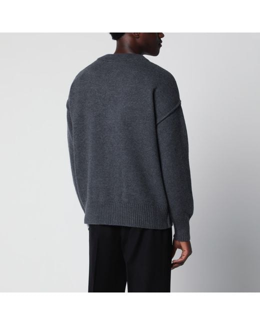 AMI Blue Ami De Coeur Wool Cardigan for men