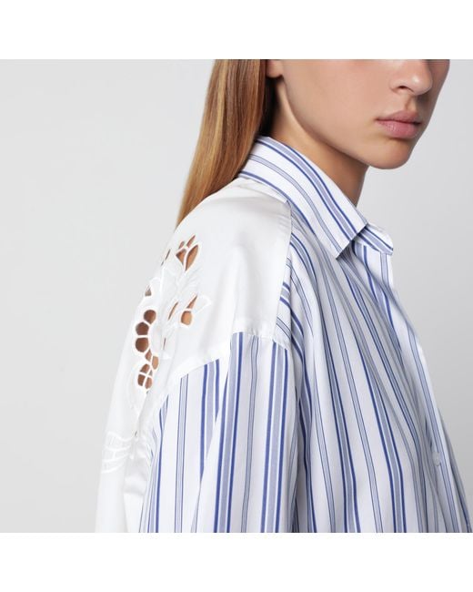 Weekend by Maxmara Blue Striped Shirt With Sangallo Insert
