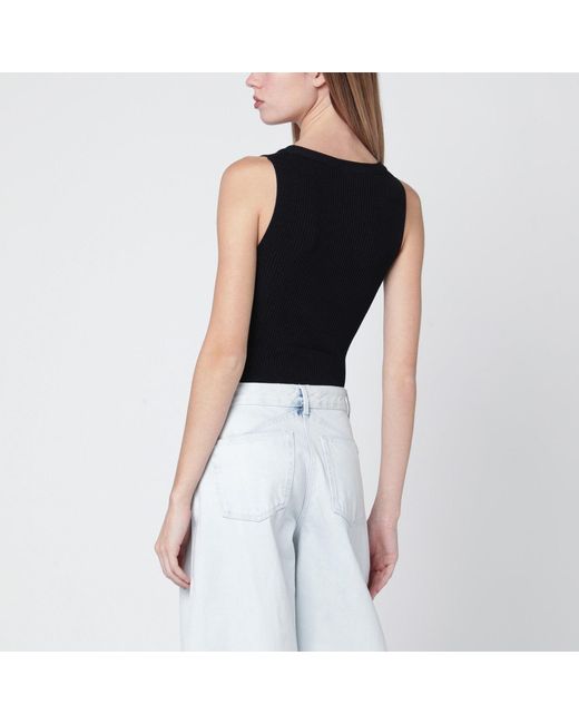 Alaïa Black Ribbed Knit Bodysuit