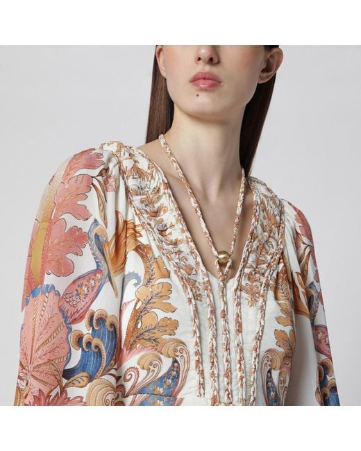 Farm Rio Multicolor Sea Garden Dress With Tiered Ruffles