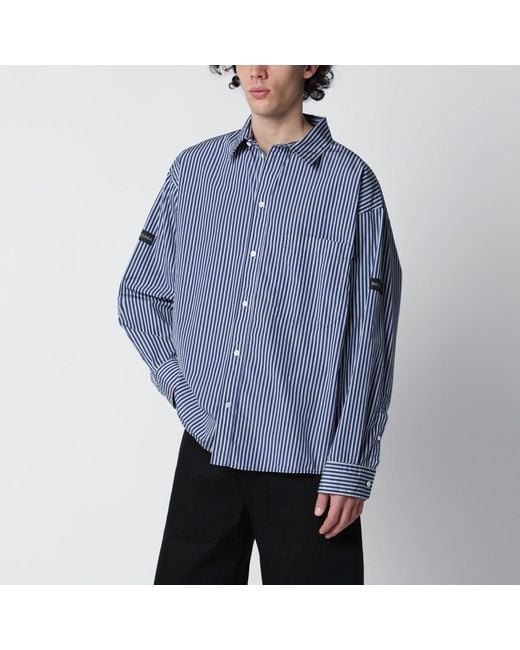 Balenciaga Blue Oversize And Striped Shirt for men