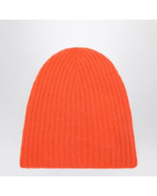 Roberto Collina Orange Cashmere Ribbed Beanie