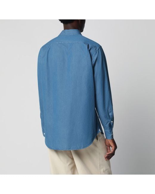 Loro Piana Blue André Cotton Denim Shirt for men