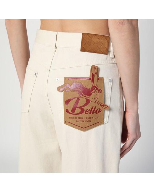 Jeans color meringa con risvolto di Bottega Veneta in Natural
