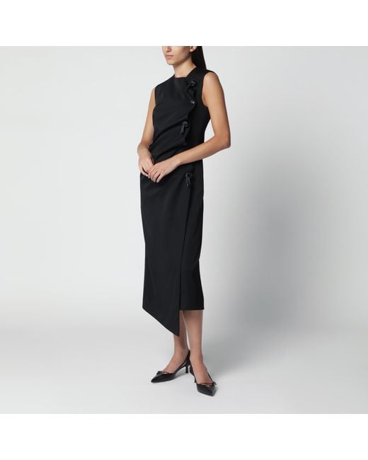 Bottega Veneta Black Wool Midi Dress