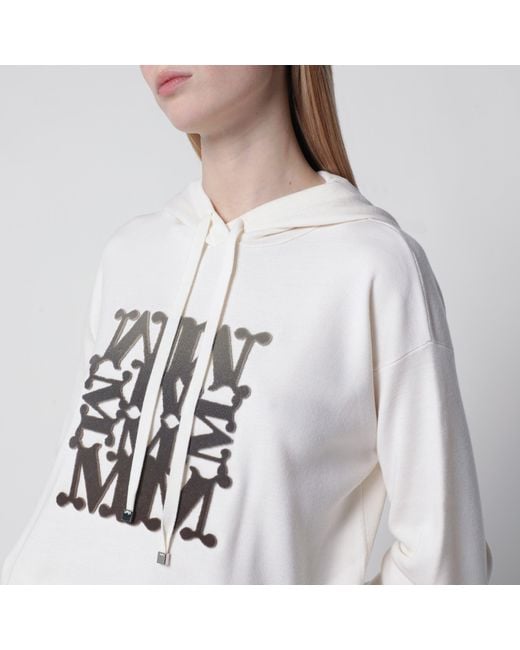 Max Mara White Taddeo Hooded Virgin Wool Sweater