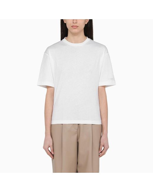 T-shirt bianca in cotone con dettaglio posteriore di Calvin Klein in White