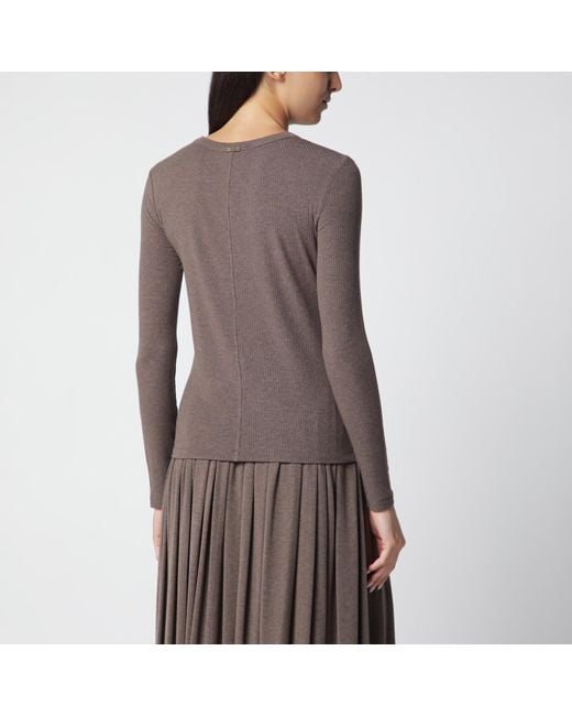Max Mara Brown Long-Sleeve T-Shirt