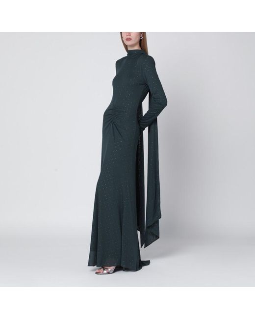 ROTATE BIRGER CHRISTENSEN Blue Long Dress With Rhinestones