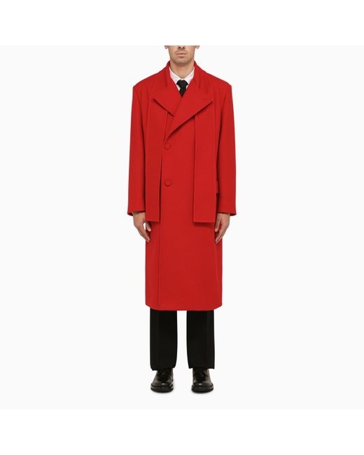 Valentino Red Wool Oversized Coat for men