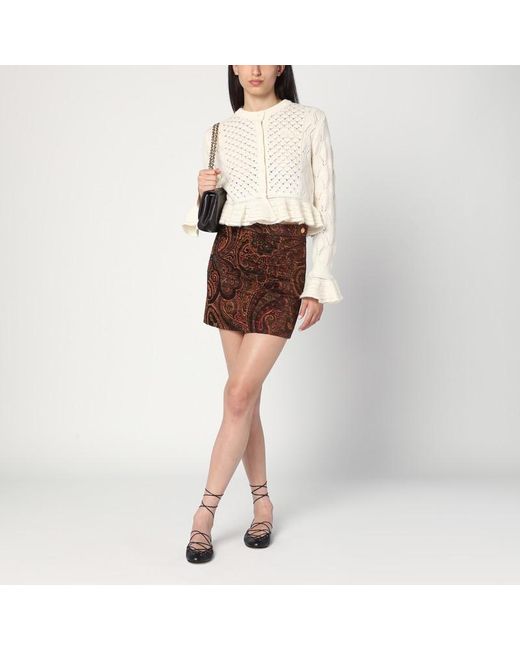 Chloé Brown Mini Skirt With Jacquard Pattern