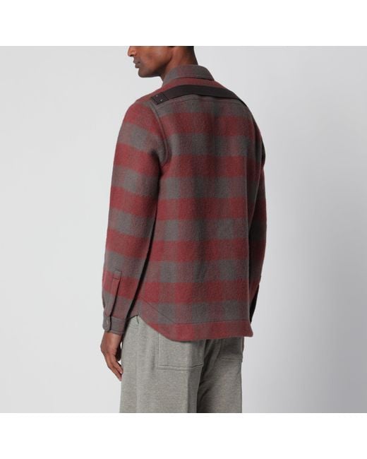 Rick Owens Red Plaid Wool Shirt-Jacket for men