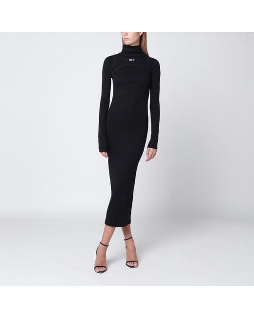 Abito midi in cotone con logo di Off-White c/o Virgil Abloh in Black