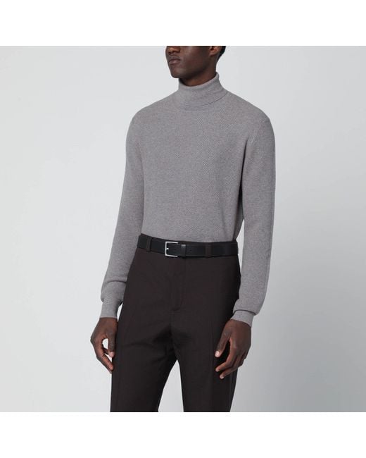 Tagliatore Gray Wool Turtleneck Sweater for men