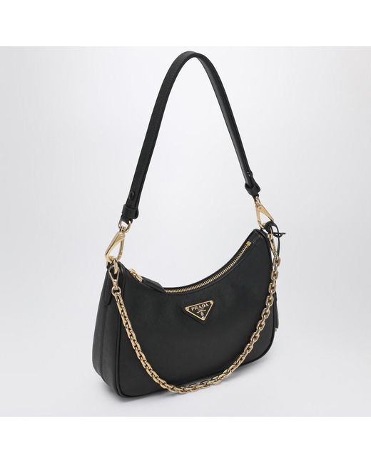 Prada Black Mini Re-Edition Tasche Aus Schwarzem Saffiano