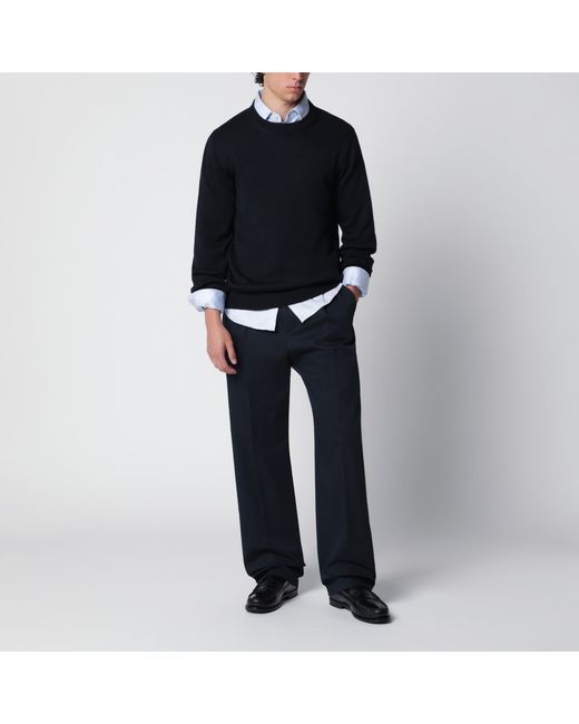 Roberto Collina Black Wool Crew-Neck Sweater for men
