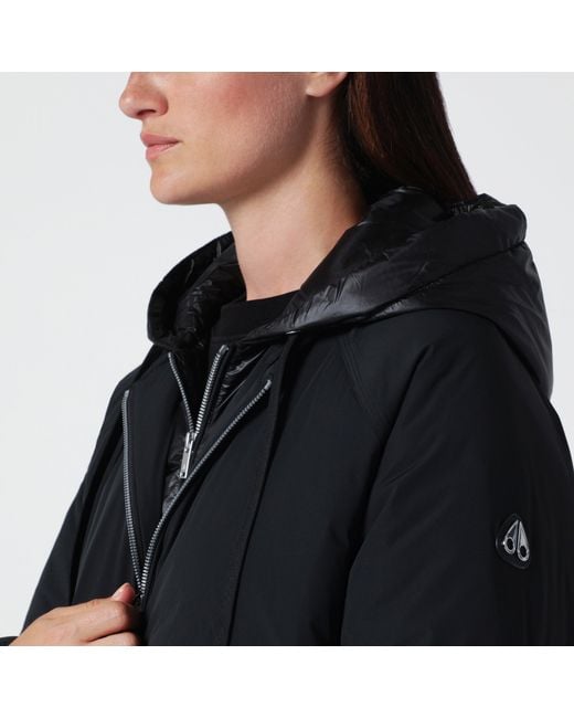 Moose Knuckles Black Hooded Puffer Jacket