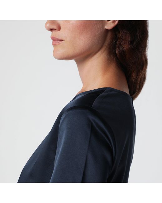 Weekend by Maxmara Blue Satin Crew Neck T-Shirt