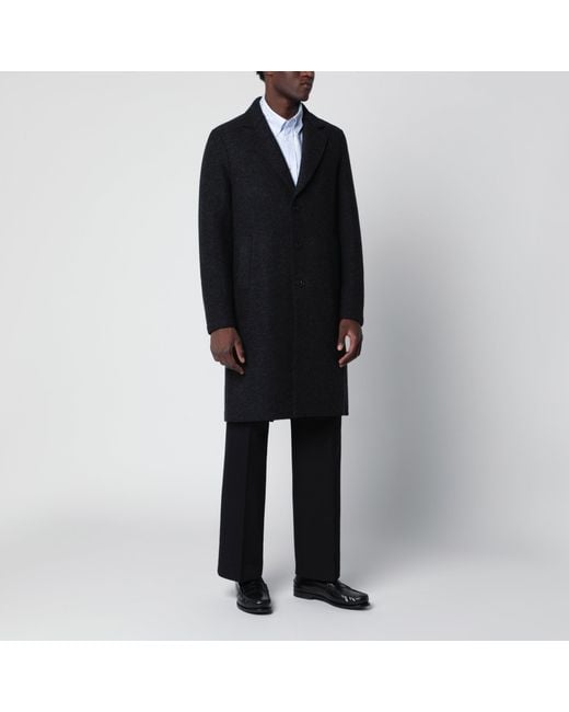 Harris Wharf London Black Anthracite Single-Breasted Wool Coat for men