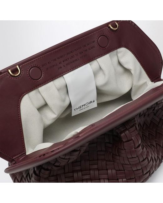 THEMOIRÈ Brown Plum-Coloured Woven Bios Clutch Bag