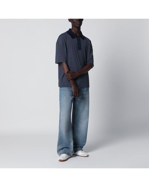 AMI Blue Striped Ami De Coeur Polo By for men