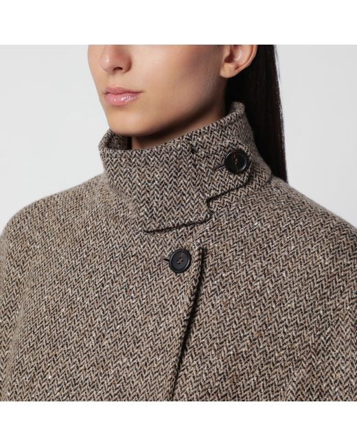 Brunello Cucinelli Gray Sparkling Camel And Virgin Wool Coat
