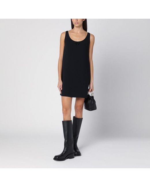 Abito mini in velluto con fiocchi di Prada in Black