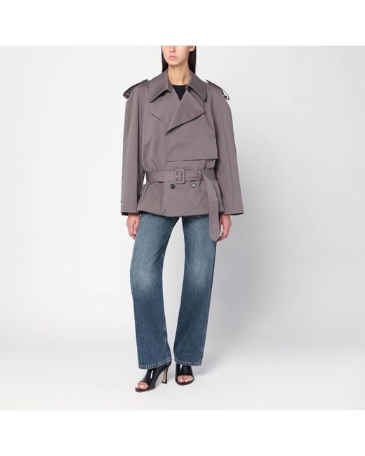 MM6 by Maison Martin Margiela Gray Short Double-Breasted Trench Coat