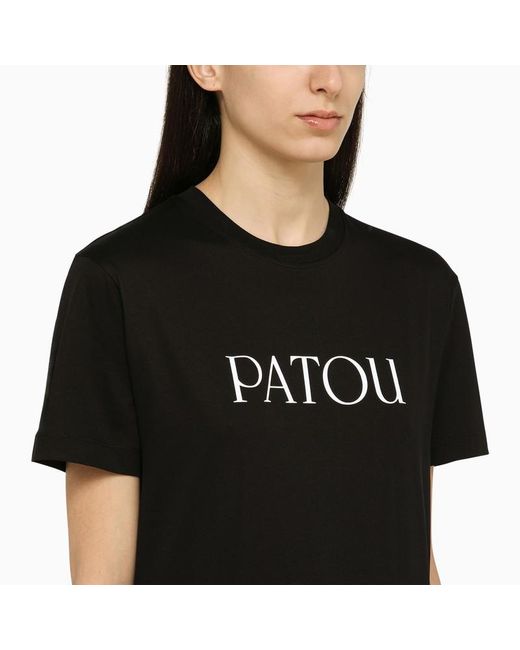 T-shirt nera in cotone con logo di Patou in Black