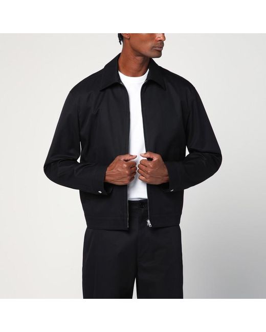Giacca nera in twill di cotone con dettaglio web di Gucci in Black da Uomo
