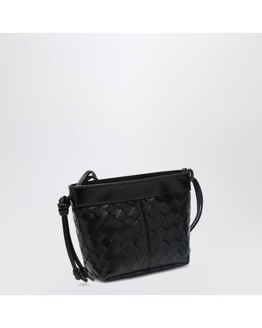 Borsa a tracolla piccola nera in intrecciato di Bottega Veneta in Black