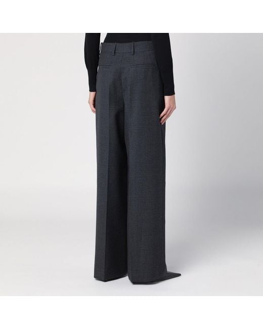 Givenchy Black Dark Wool Wide Trousers