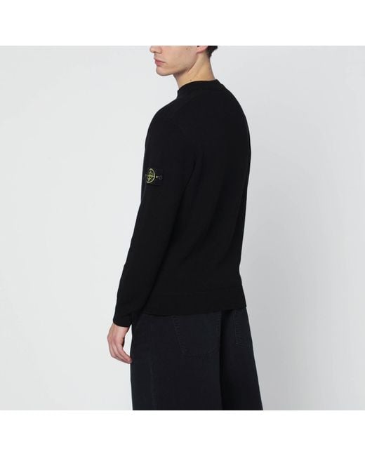 Stone Island Black Cotton Crew-Neck Sweater for men